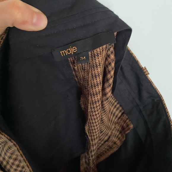 Maje Brown plaid pant - Picture 4 of 5